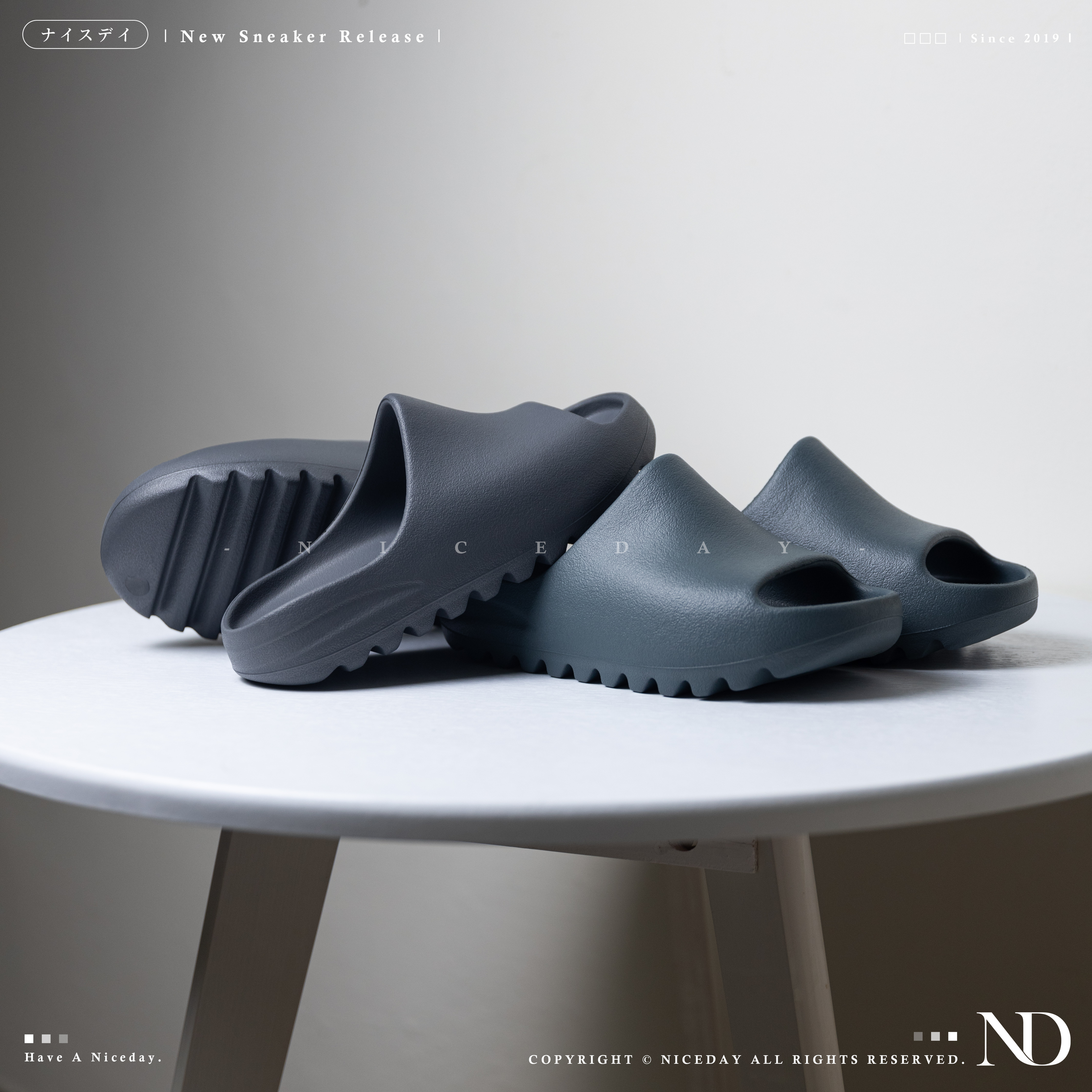 NICEDAY 現貨 Adidas Yeezy Slide 拖鞋 鐵灰 灰藍 童鞋 中童