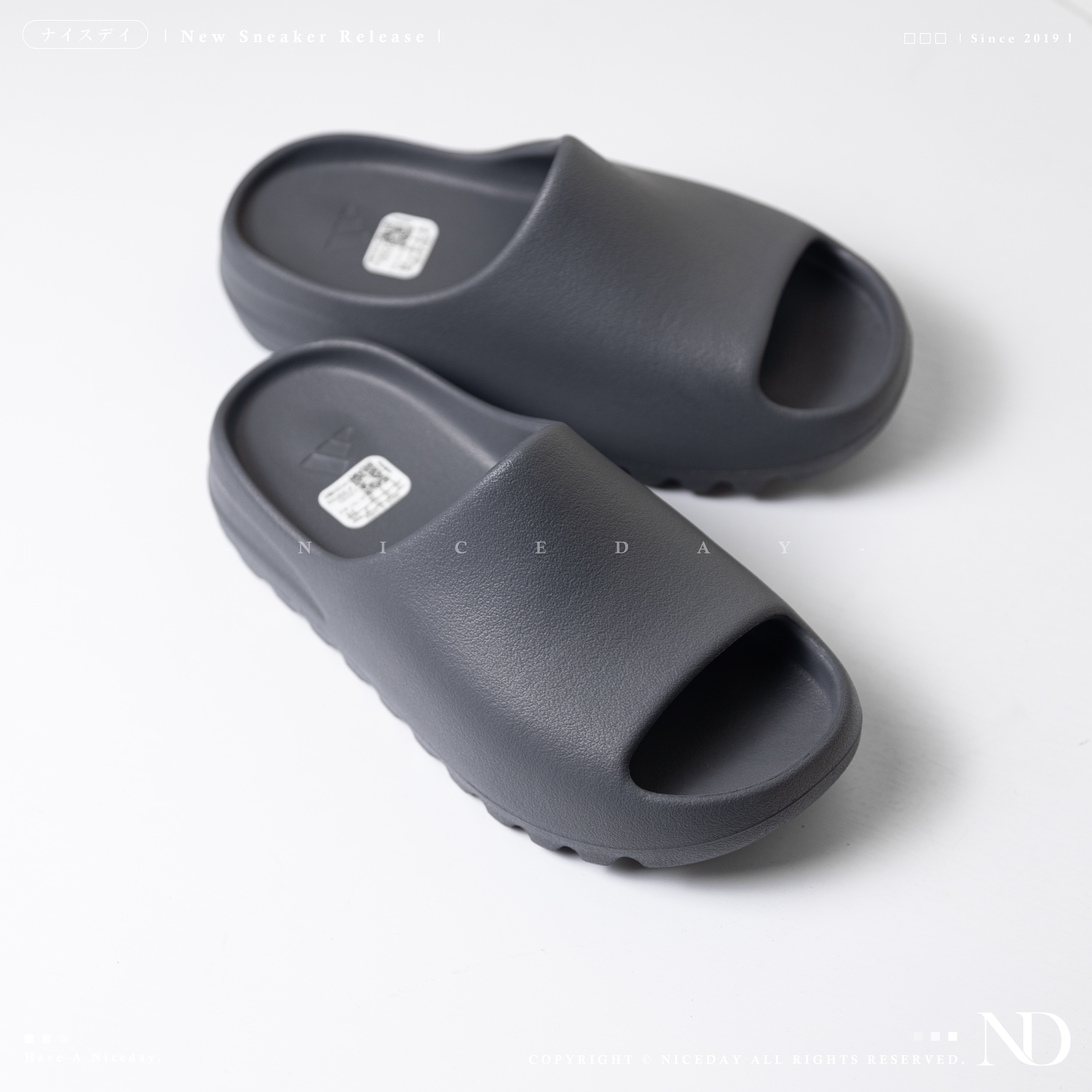NICEDAY 現貨 Adidas Yeezy Slide 拖鞋 鐵灰 灰藍 童鞋 中童