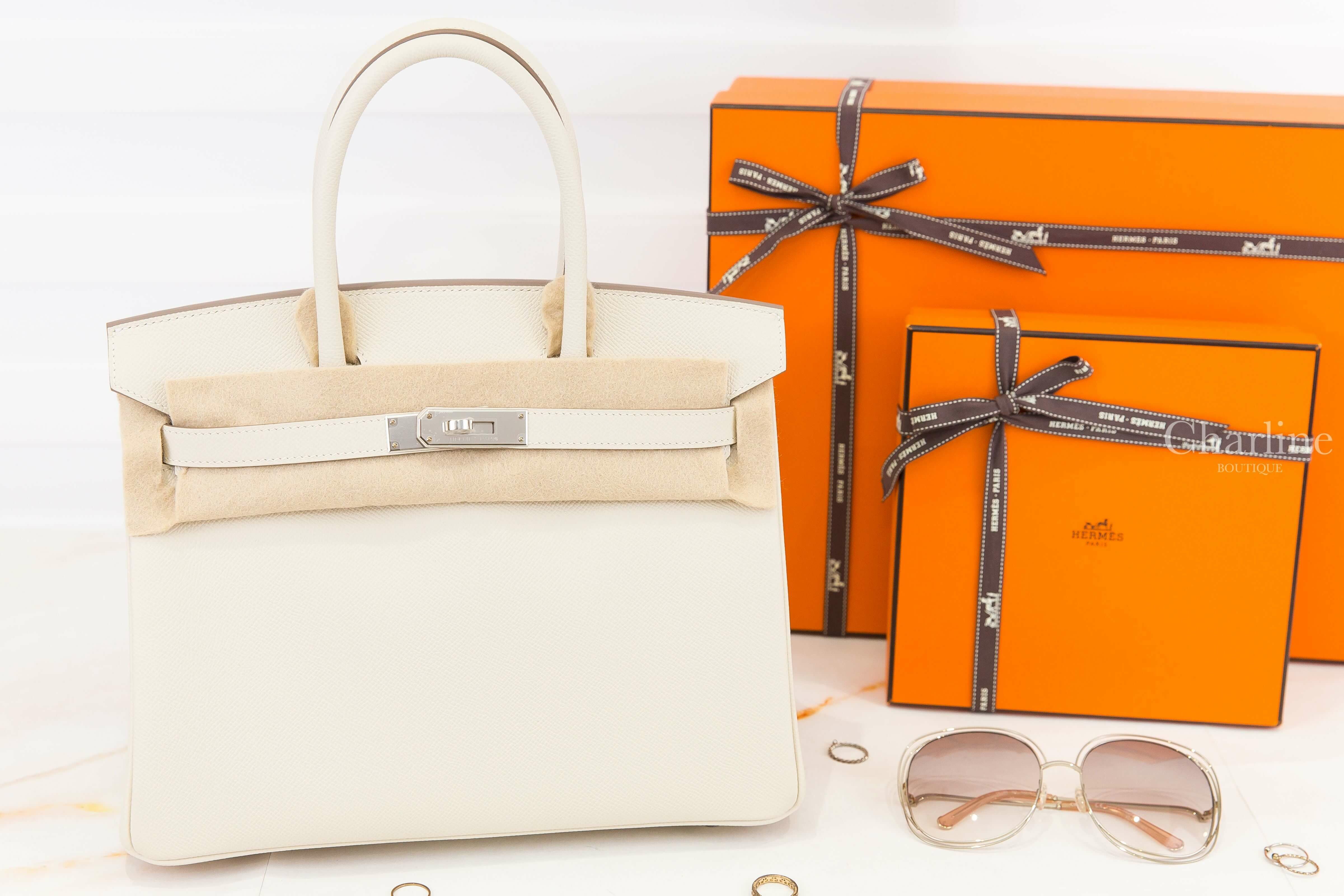 Hermès Birkin 30cm 10 Craie Epsom 奶昔白銀釦鉑金包-Charline Boutique 精品代購