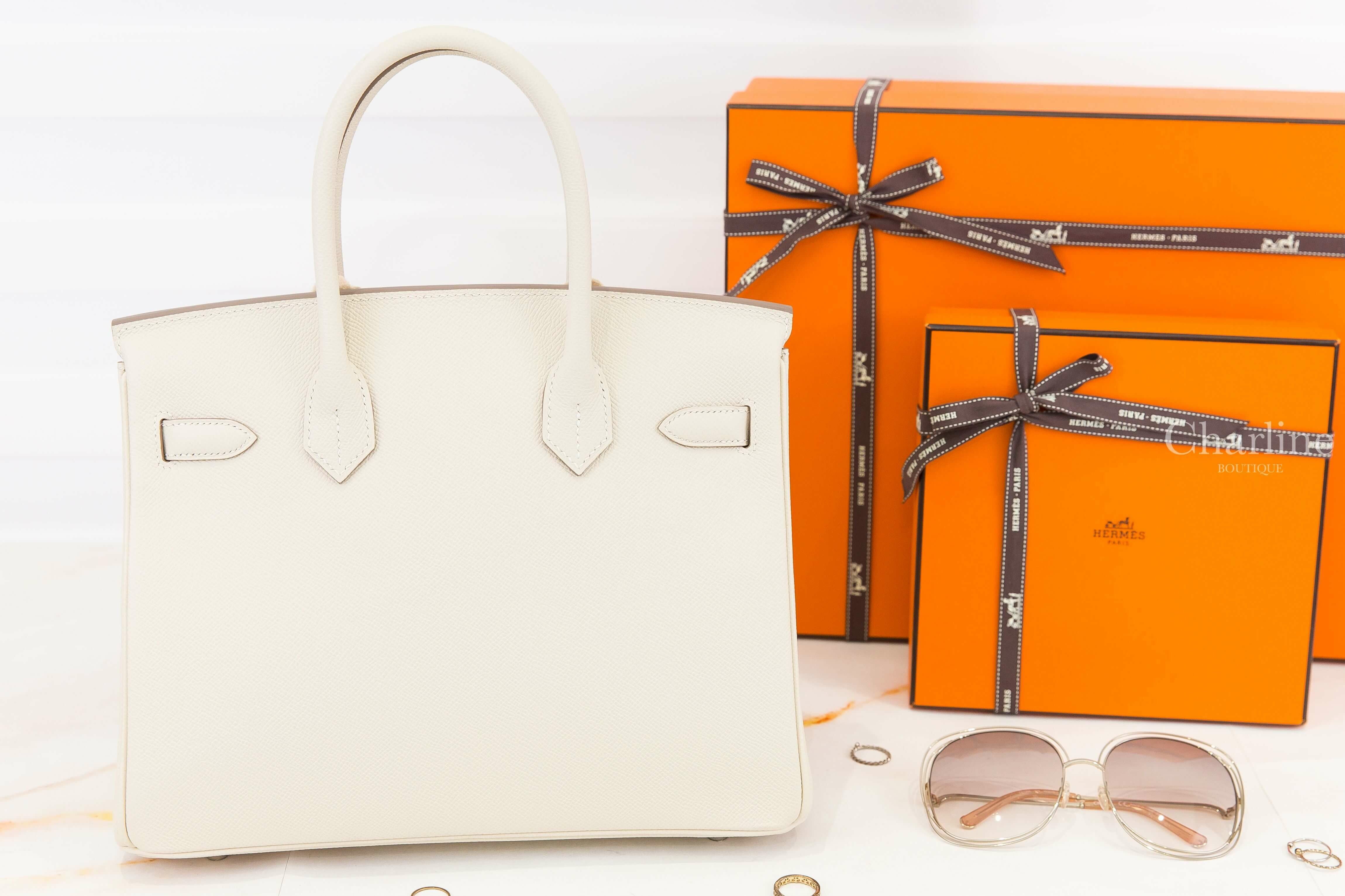 Hermès Birkin 30cm 10 Craie Epsom 奶昔白銀釦鉑金包-Charline Boutique 精品代購