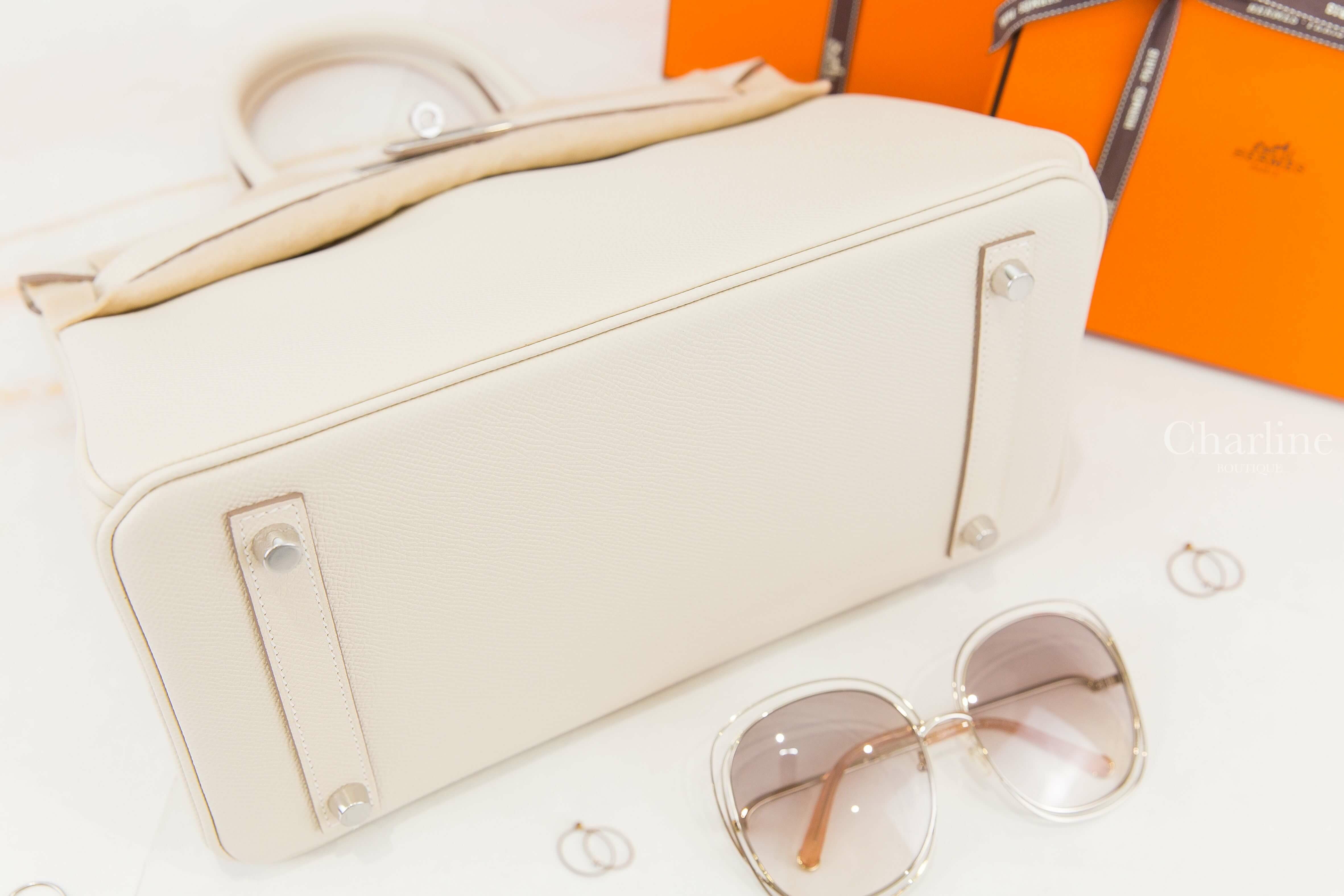 Hermès Birkin 30cm 10 Craie Epsom 奶昔白銀釦鉑金包-Charline Boutique 精品代購