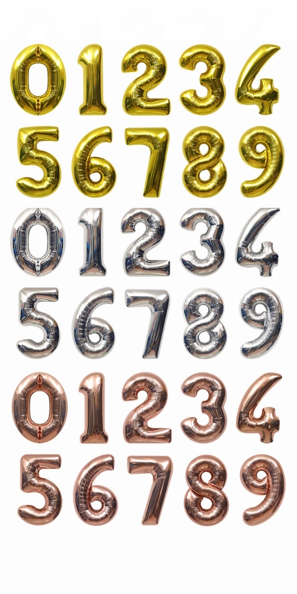 16吋鋁膜數字 (亮金色 / 銀色 / 玫瑰金色) 👉現貨