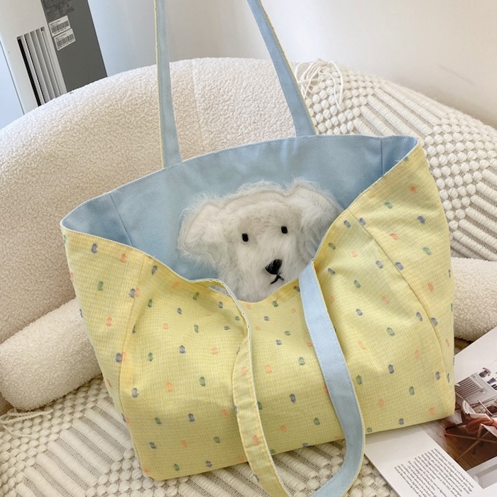 《80606》雙面毛絨狗狗帆布包