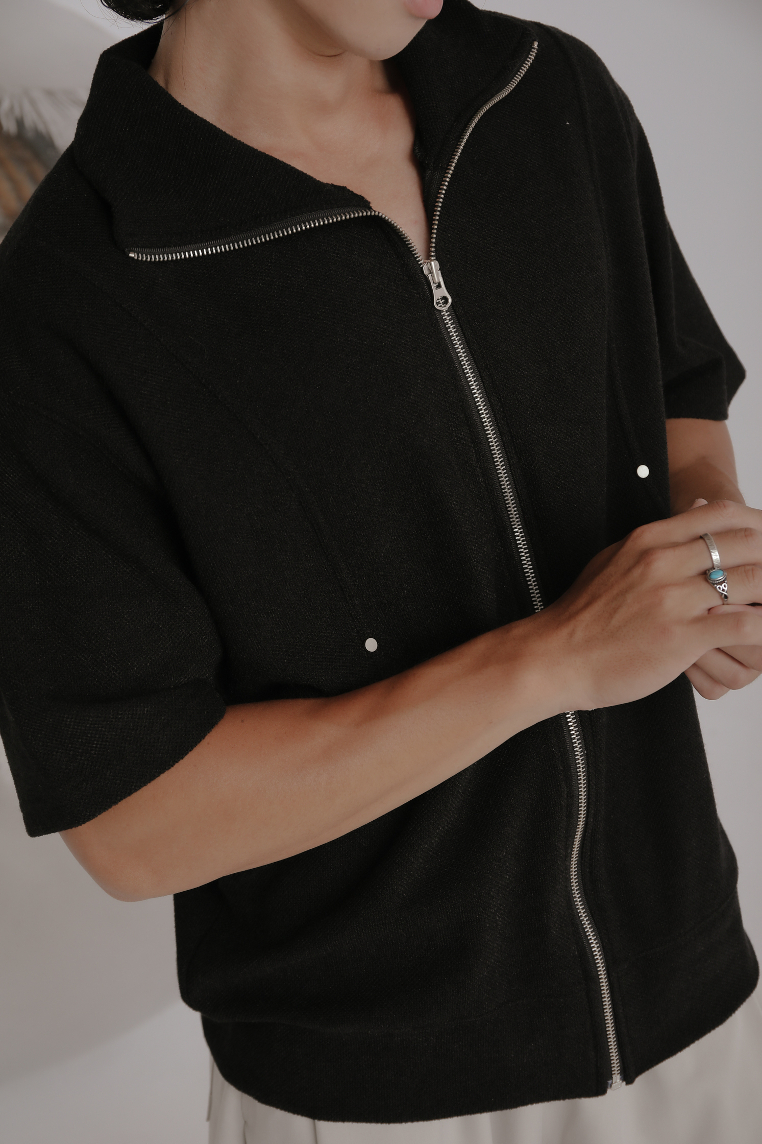 Kai Short Sleeve Knit Zip Up #罩衫