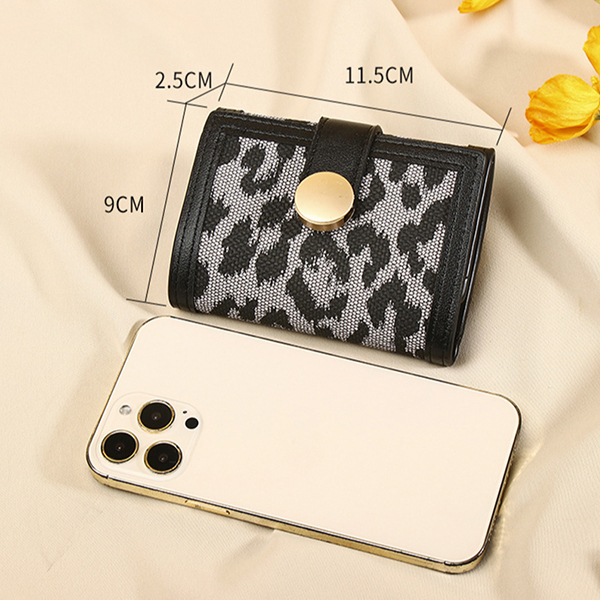 JK Korea New Ladies Wallet Trendy Leopard Print Fashion Short Small Wallet Drawstring Buckle Multi Card Position Clutch Female J0881