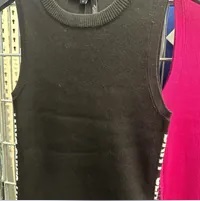 [S] DKNY JACQUARD LOGO RIBBED TOP,BLK/WHT, DJ4R0115-BLK/WHT [FINAL SALE] (SD969)