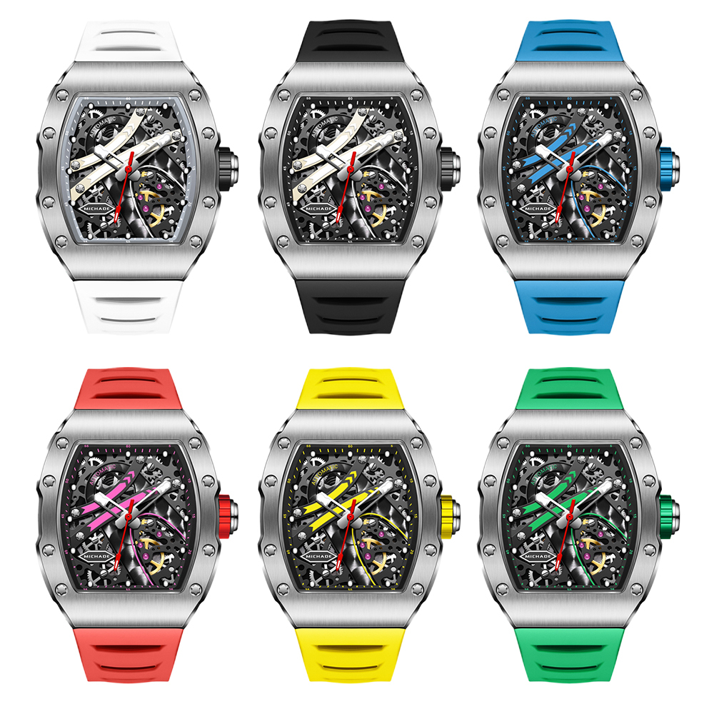 【MICHADE 米查德】MC 61-02 幻影系列 鏤空錶盤 酒桶夜光款 機械錶