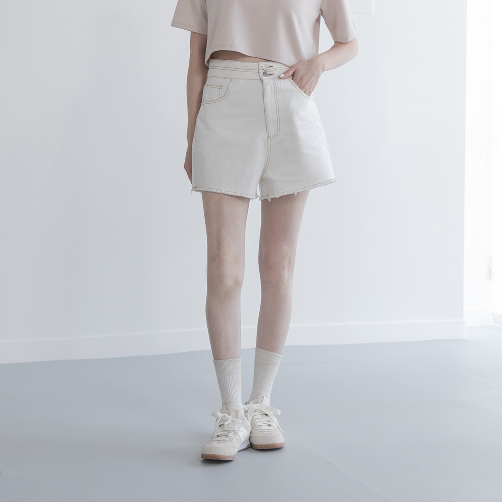 Double-buttoned mustache-style high-waisted shorts, sold in two colors S/M/L【04130246】in stock+pre-order