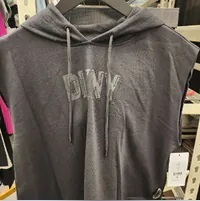 [S] DKNY RHINESTONE LOGO SLEEVELESS HOODIE,BLACK, DP4T9673-BLK [FINAL SALE] (SD970)