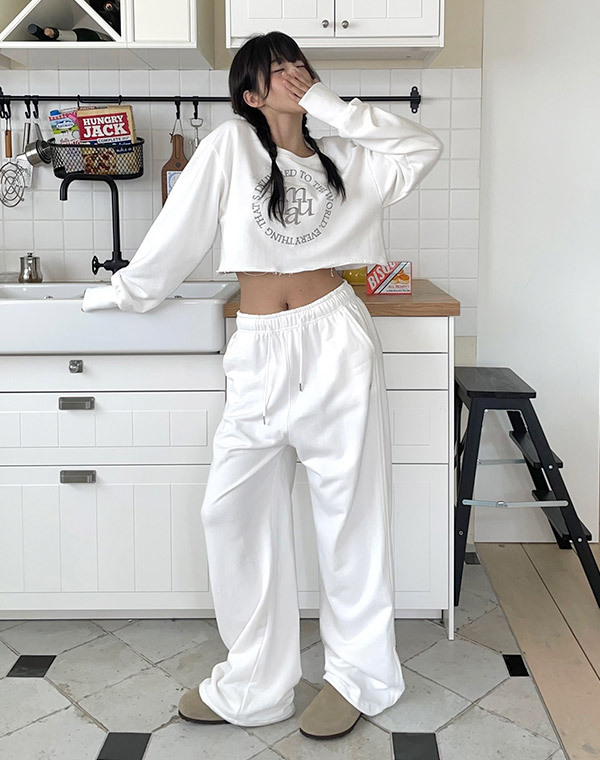 預訂｜MUAHMUAH LOGO STITCH LINE WIDE BANDING PANTS (2 COLOR)