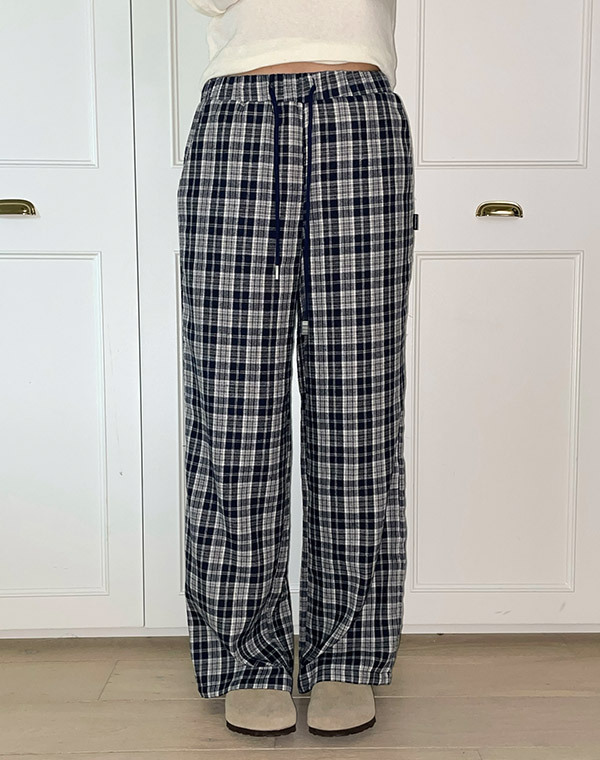 預訂｜MUAHMUAH WIDE CHECK BANDING PANTS (2 COLOR, 2 SIZE)