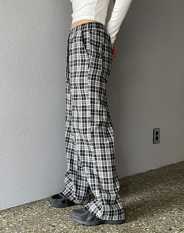 預訂｜MUAHMUAH WIDE CHECK BANDING PANTS (2 COLOR, 2 SIZE)