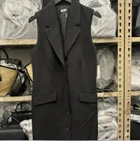 [S] DKNY TWILL BUTTON BLAZER DRESS,BLACK, P4CB7WA4-BLK [FINAL SALE] (SD973)