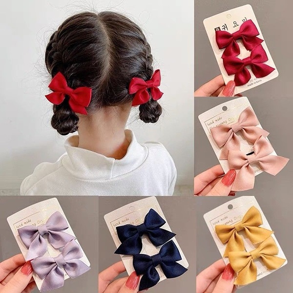 JK KOREA bowknot solid color hair clips (mixed color 5 pairs set) J0662