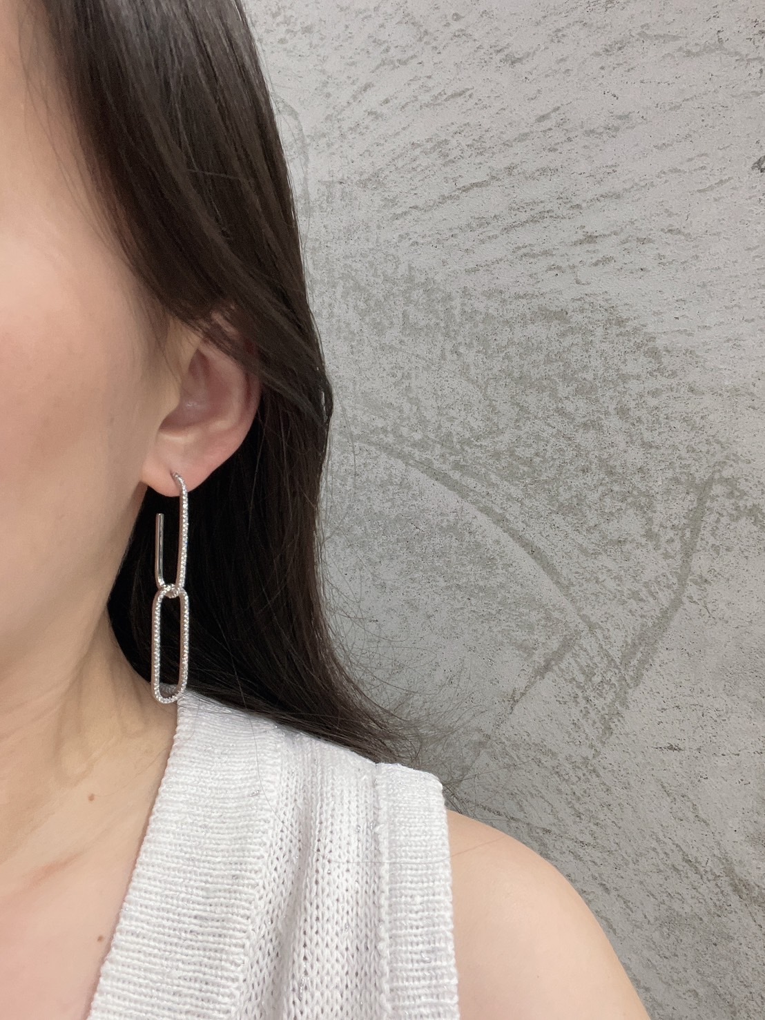 簡約水鑽線圈耳環(925銀針)