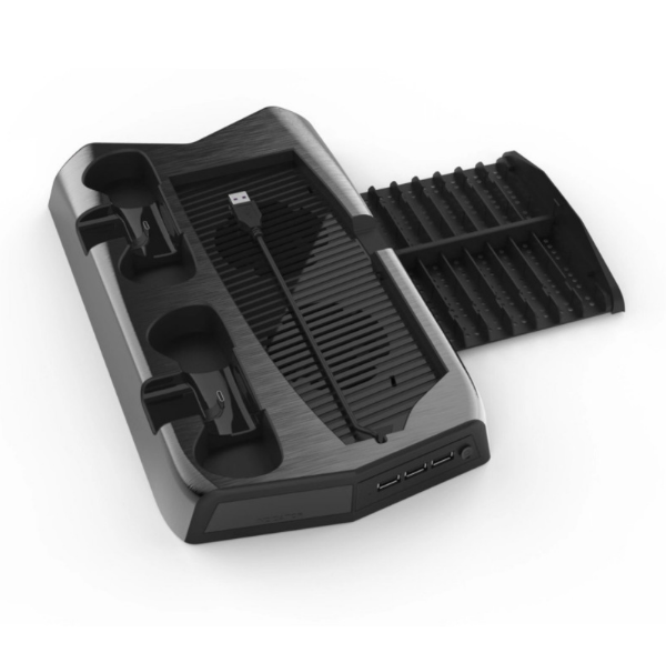 Compatible with PS5 charging multi-function cooling base + disc storage rack - black