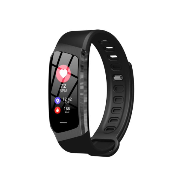E18 Smart Heart Rate Blood Pressure Bracelet Color Screen Anti-Lost Call SMS Reminder Facebook Reminder Bracelet (Black)