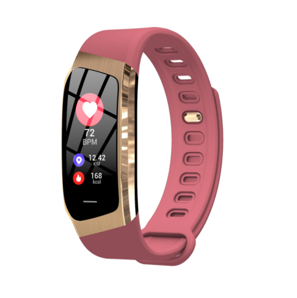 E18 Smart Heart Rate Blood Pressure Bracelet Color Screen Anti-Lost Call SMS Reminder Facebook Reminder Bracelet (Pink)