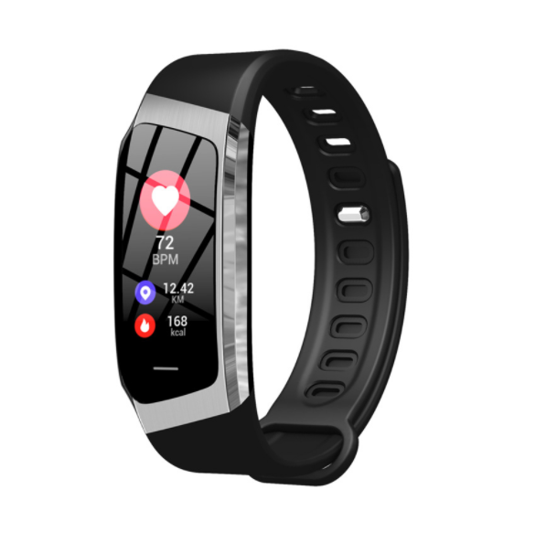 E18 Smart Heart Rate Blood Pressure Bracelet Color Screen Anti-Lost Call SMS Reminder Facebook Reminder Bracelet (Silver Gray)