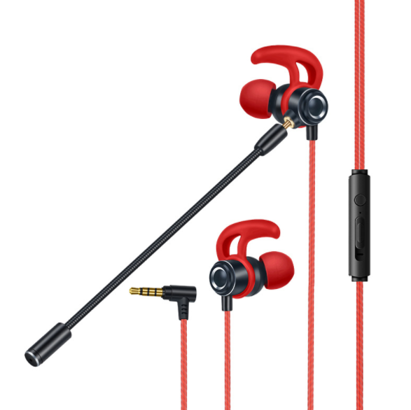 熱賣入耳式線控長麥HIFI電競遊戲耳機（紅色）