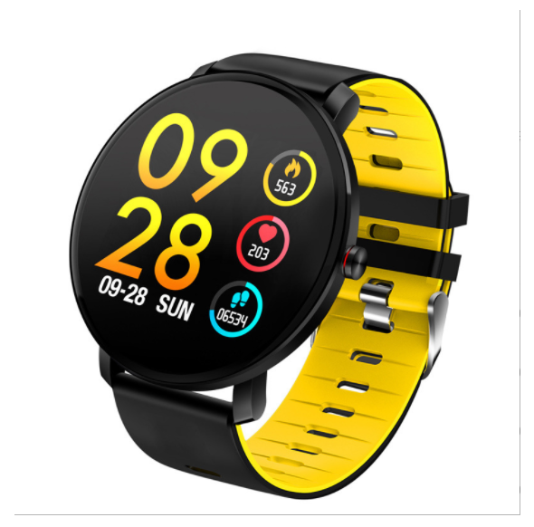 K9 Heart Rate Blood Pressure Bracelet Metal Appearance Touch Color Screen Call Reminder Smart Sports Bracelet (Yellow)