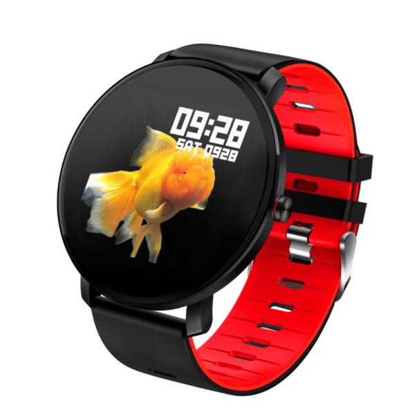 K9 Heart Rate Blood Pressure Bracelet Metal Appearance Touch Color Screen Call Reminder Smart Sports Bracelet (Red)
