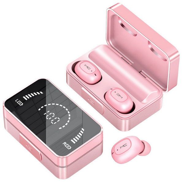 Bluetooth headset - T5 pink upgrade version (mobile phone emergency charging / with mirror screen display)