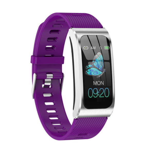 Smart bracelet AK12 step counting heart rate monitoring sleep sedentary reminder exercise 0.96 inch color screen couple fashion (purple)