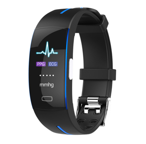 H66 Smart Band PPG+ECG Photoelectric Electrode ECG Blood Pressure Heart Rate Measurement IP67 Waterproof (Blue Black)