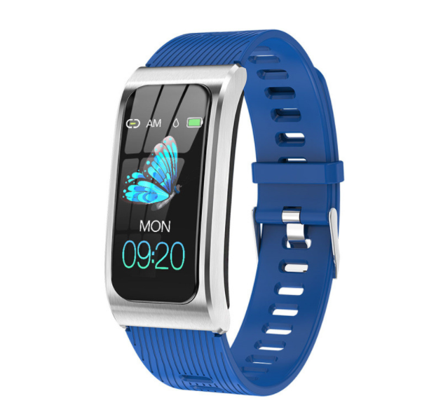 Smart bracelet AK12 step counting heart rate monitoring sleep sedentary reminder exercise 0.96 inch color screen couple fashion (blue)