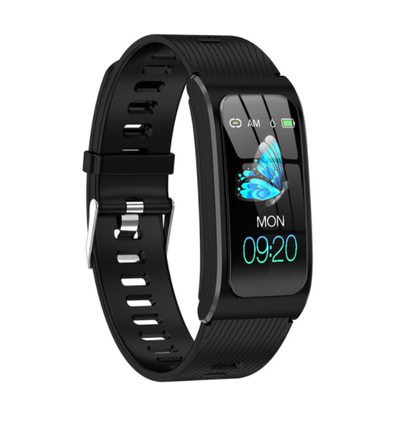 Smart bracelet AK12 step counting heart rate monitoring sleep sedentary reminder exercise 0.96 inch color screen couple fashion (black)