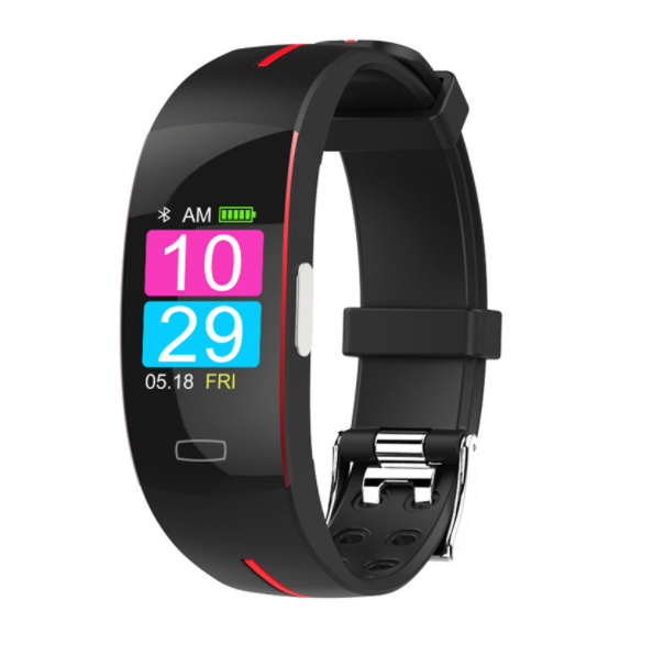 H66 Smart Band PPG+ECG Photoelectrode ECG Blood Pressure Heart Rate Measurement IP67 Waterproof (Red and Black)