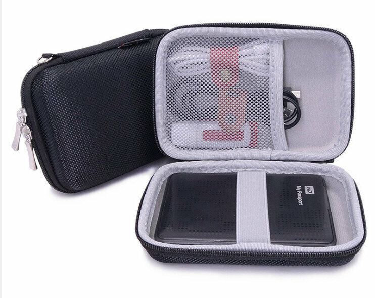 EVA Three-color Mobile Hard Drive Bag Portable Headset Data Cable Organizer (GH1329 Black)