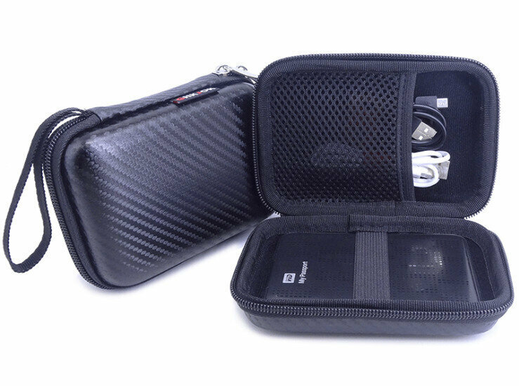 EVA Three-color Mobile Hard Drive Bag Portable Headset Data Cable Organizer (GH1325 Black)