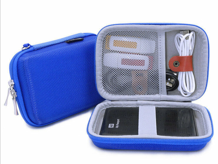 EVA Three-color Mobile Hard Drive Bag Portable Headset Data Cable Organizer (GH1329 Blue)
