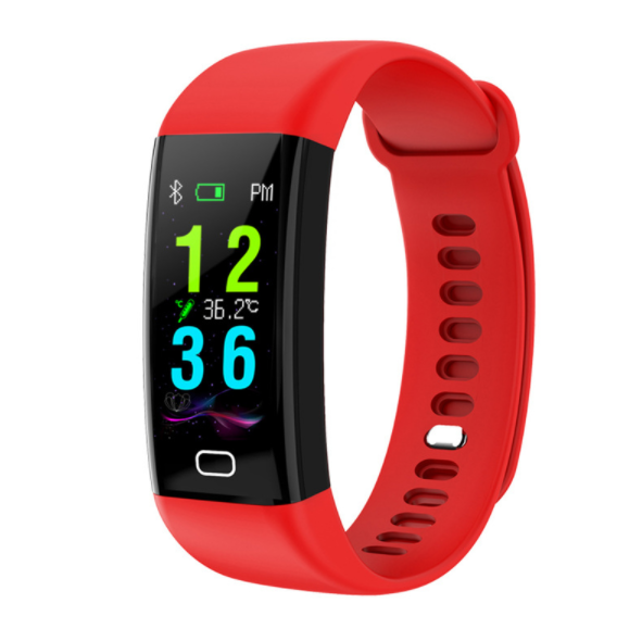 F77 color screen smart bracelet all-day exercise heart rate blood oxygen cycling sports smart bluetooth bracelet (red)