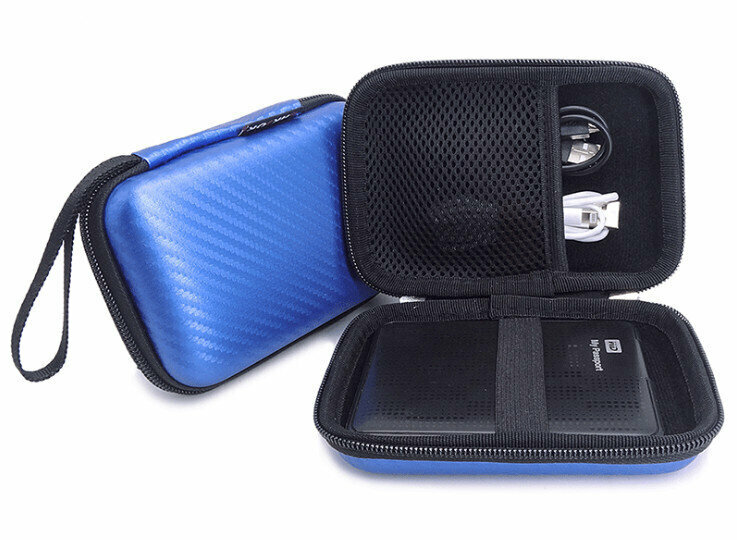 EVA Three-color Mobile Hard Drive Bag Portable Headset Data Cable Organizer (GH1325 Blue)