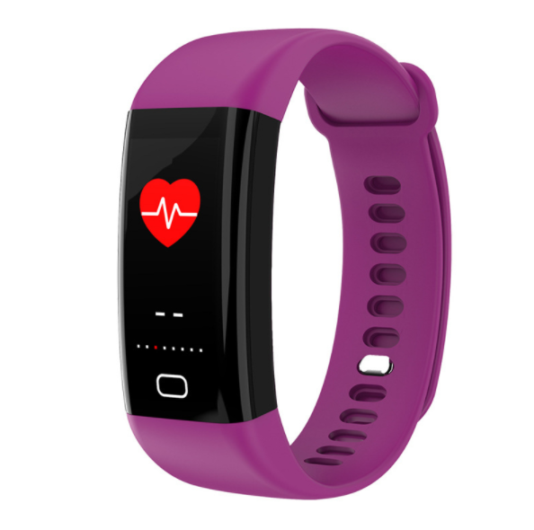 F77 color screen smart bracelet all-day exercise heart rate blood oxygen cycling sports smart bluetooth bracelet (purple)