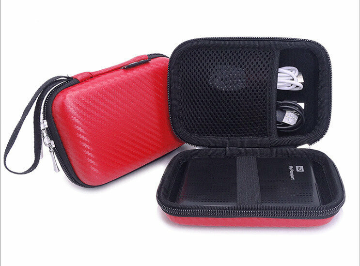 EVA Three-color Mobile Hard Drive Bag Portable Headphone Cable Organizer (GH1325 Red)