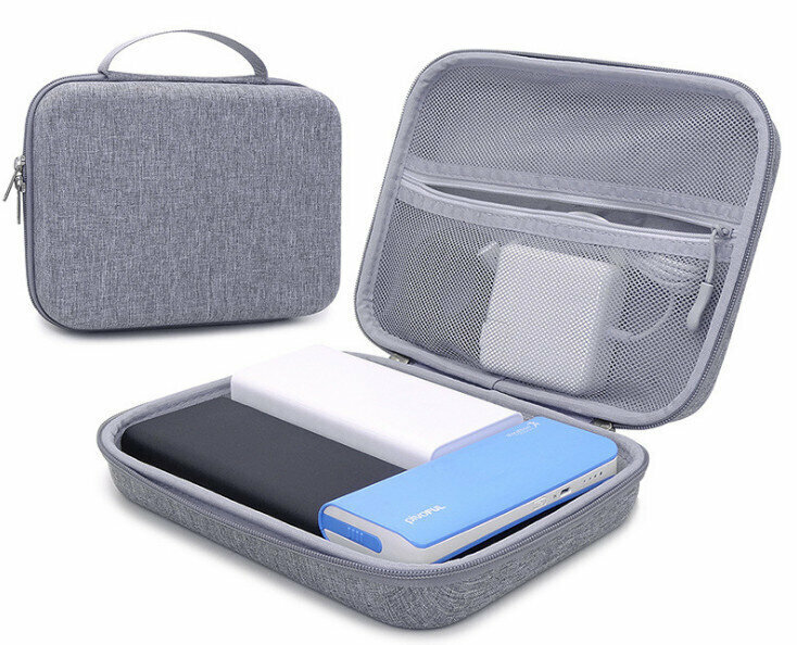 EVA Power Bank Bag Large-capacity Digital Storage Bag Headset Data Cable Accessories Protective Case (GH1361 Gray)
