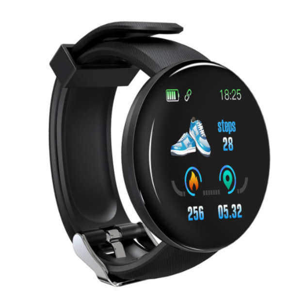 D18 Round Screen Smart Bracelet Color Screen Bracelet Sports Step Counting Sleep Monitoring Heart Rate Sports Bracelet (Black)
