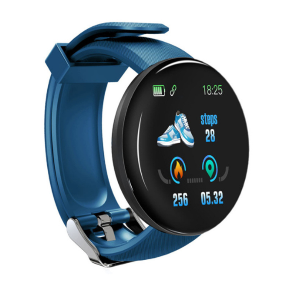 D18 Round Screen Smart Bracelet Color Screen Bracelet Sports Step Counting Sleep Monitoring Heart Rate Sports Bracelet (Blue)