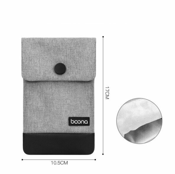Mobile phone storage bag, power bank, power bank, data cable, Bluetooth headset protection, dustproof portable bag (small gray)