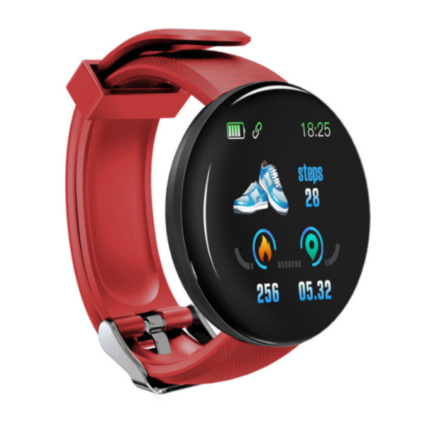 D18 Round Screen Smart Bracelet Color Screen Bracelet Sports Step Counting Sleep Monitoring Heart Rate Sports Bracelet (Red)