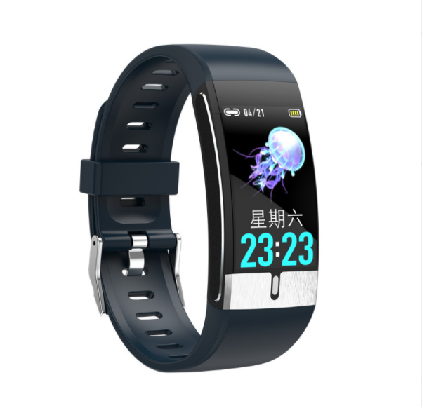 E66 Body Temperature Smart Bracelet ECG Heart Rate Blood Pressure Blood Oxygen Waterproof Thermometer (Blue)