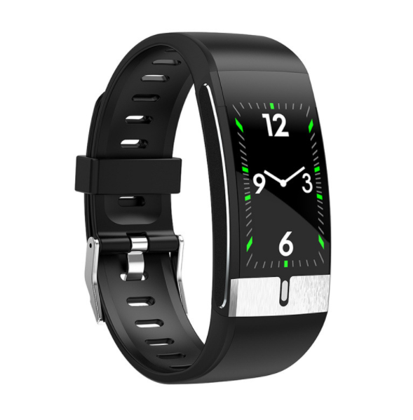 E66 Body Temperature Smart Bracelet ECG Heart Rate Blood Pressure Blood Oxygen Waterproof Thermometer (Black)
