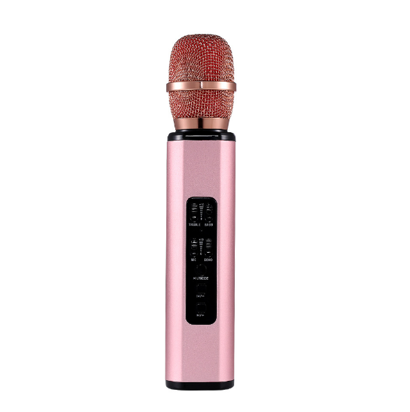 Mobile phone, bluetooth, wireless microphone, microphone, audio integration, karaobo, condenser, dual speaker, portable singing speaker (pink)
