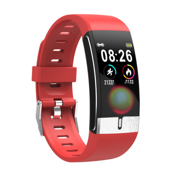 E66 Body Temperature Smart Bracelet ECG Heart Rate Blood Pressure Blood Oxygen Waterproof Thermometer (Red)