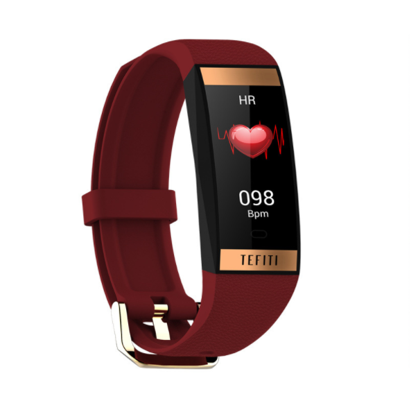 E78 Smart Band 0.96 Color Screen Waterproof Multi-sport Bracelet Heart Rate Blood Pressure Detection Women bracelet (Maple Leaf Red)