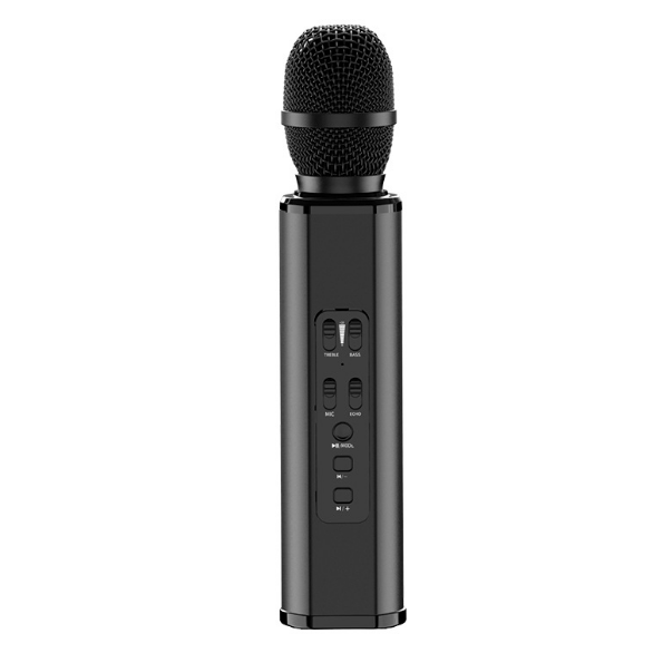 Mobile phone, bluetooth, wireless microphone, microphone, audio integration, karaobo, condenser, double speaker, portable singing speaker (black)